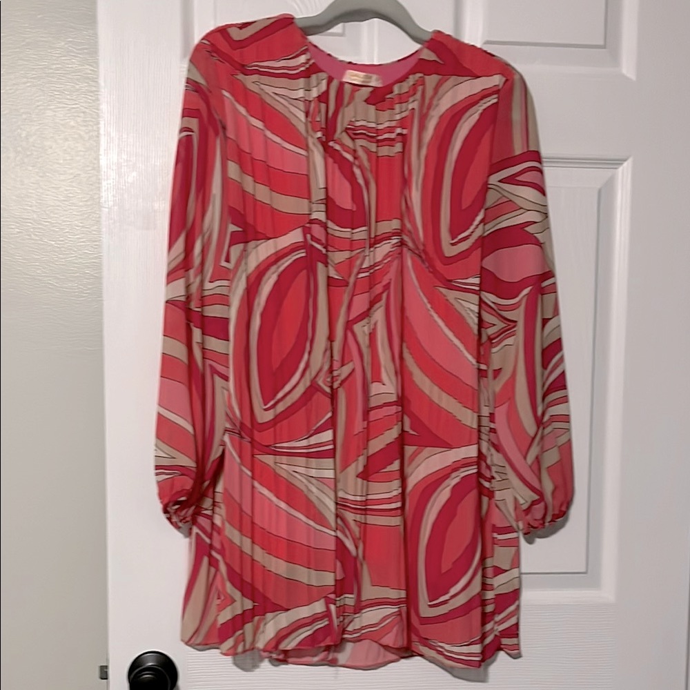 Pink Patterned Women's Pleated Top